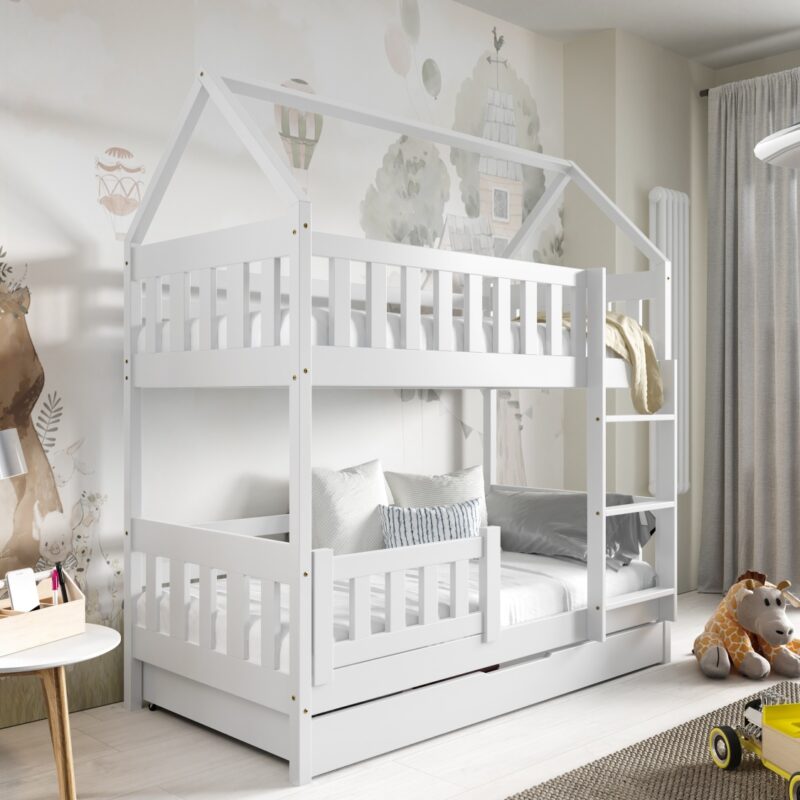 Łóżko piętrowe ZUZIA - biel