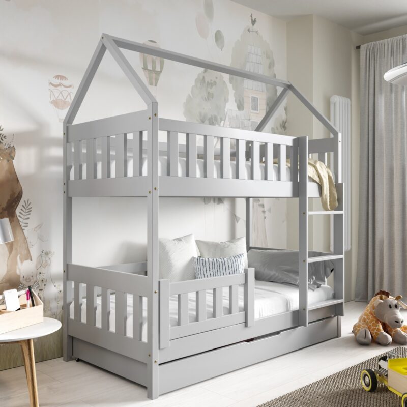 Łóżko piętrowe ZUZIA - szary