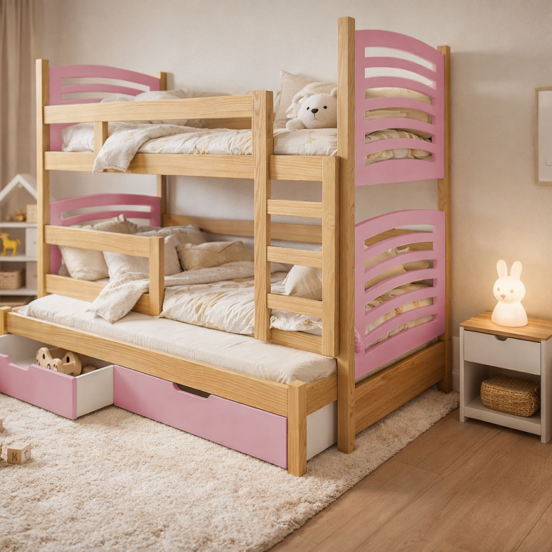 Łóżko piętrowe OLEK szczebelki