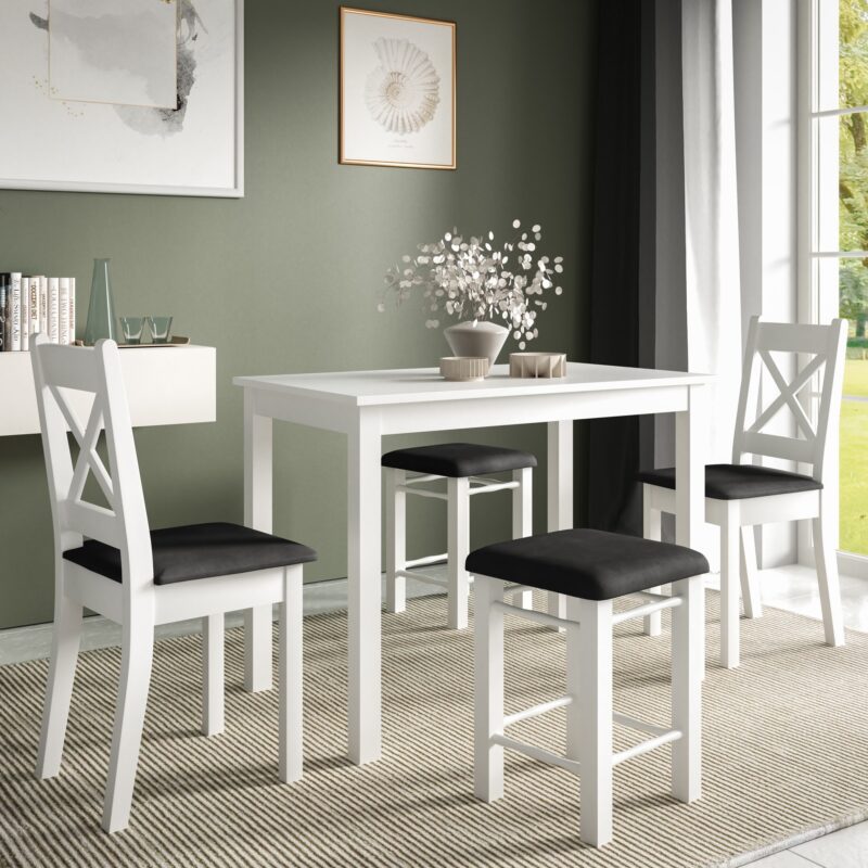 Zestaw: Stół MAX VI + 2 krzesła KX + 2 taborety