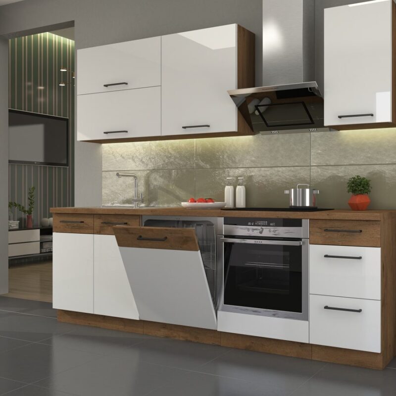 Zestaw mebli kuchennych MARVIN biały połysk A