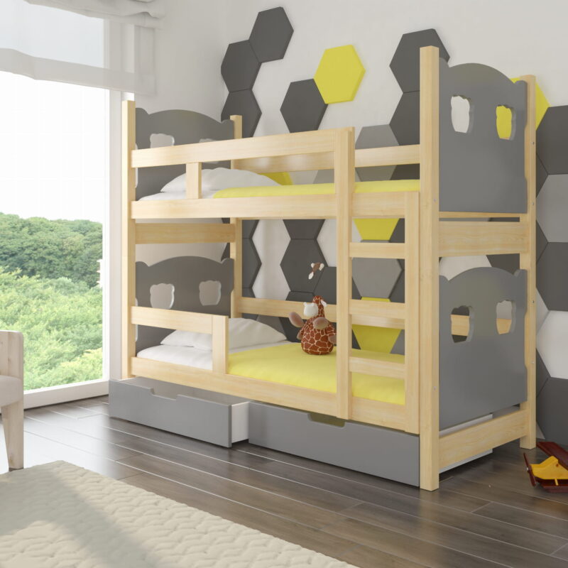 Łóżko piętrowe OLEK 2 misie