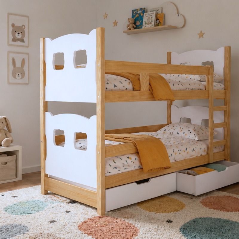 Łóżko piętrowe OLEK MINI 2 misie